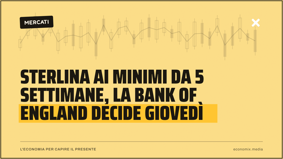 Sterlina ai minimi da 5 settimane, la Bank of England decide giovedì: immagine in evidenza per Economix