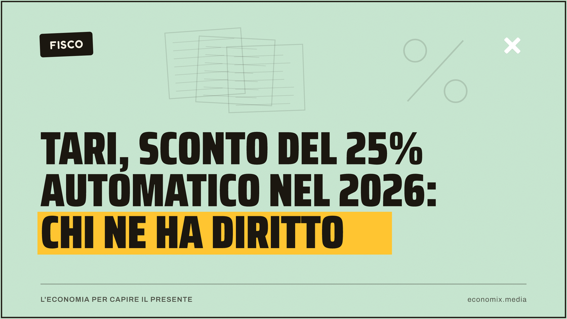 Tari, sconto del 25% automatico nel 2026: chi ne ha diritto: immagine in evidenza per Economix