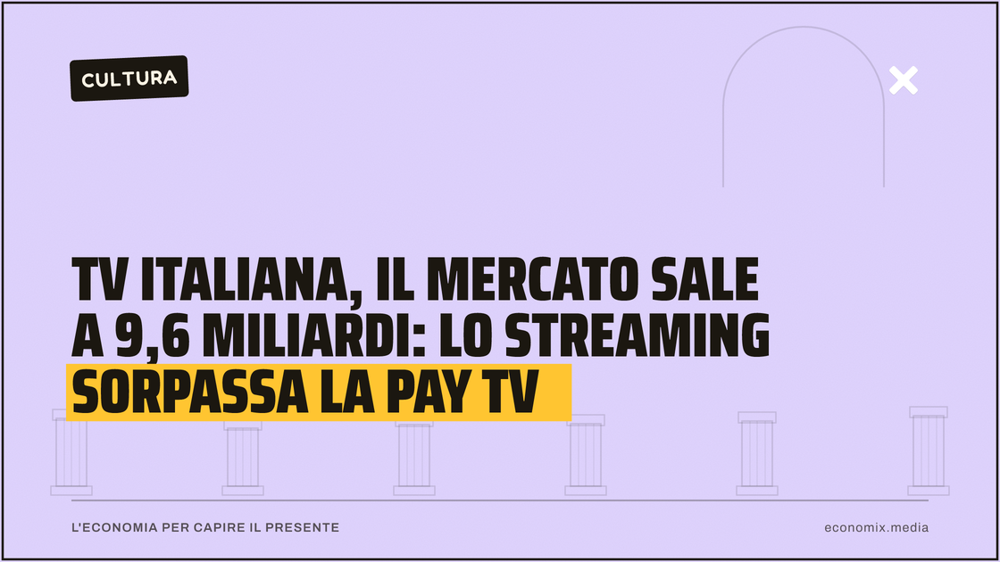 Tv italiana, il mercato sale a 9,6 miliardi: lo streaming sorpassa la pay tv: immagine in evidenza per Economix