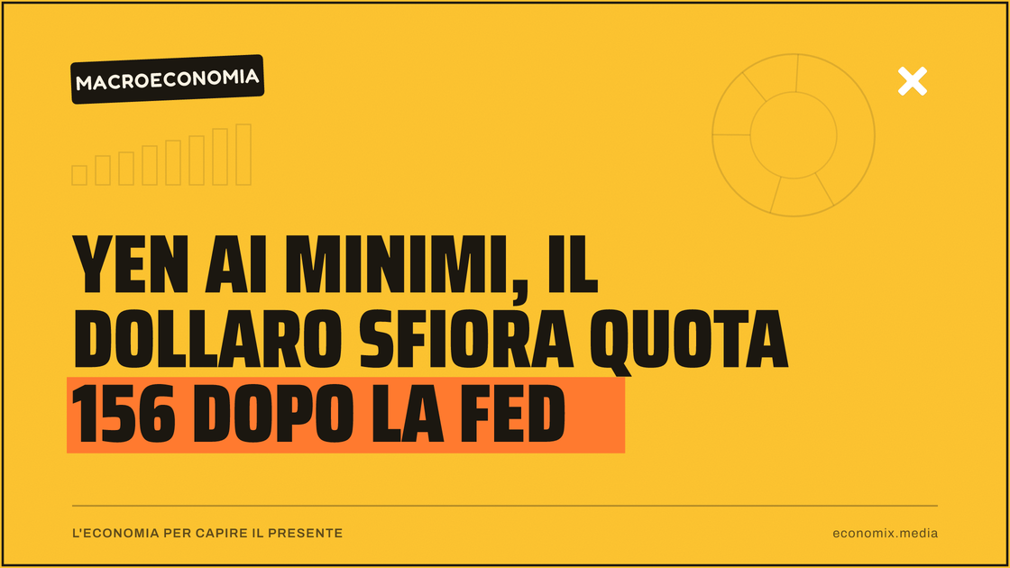 Yen ai minimi, il dollaro sfiora quota 156 dopo la Fed: immagine in evidenza per Economix